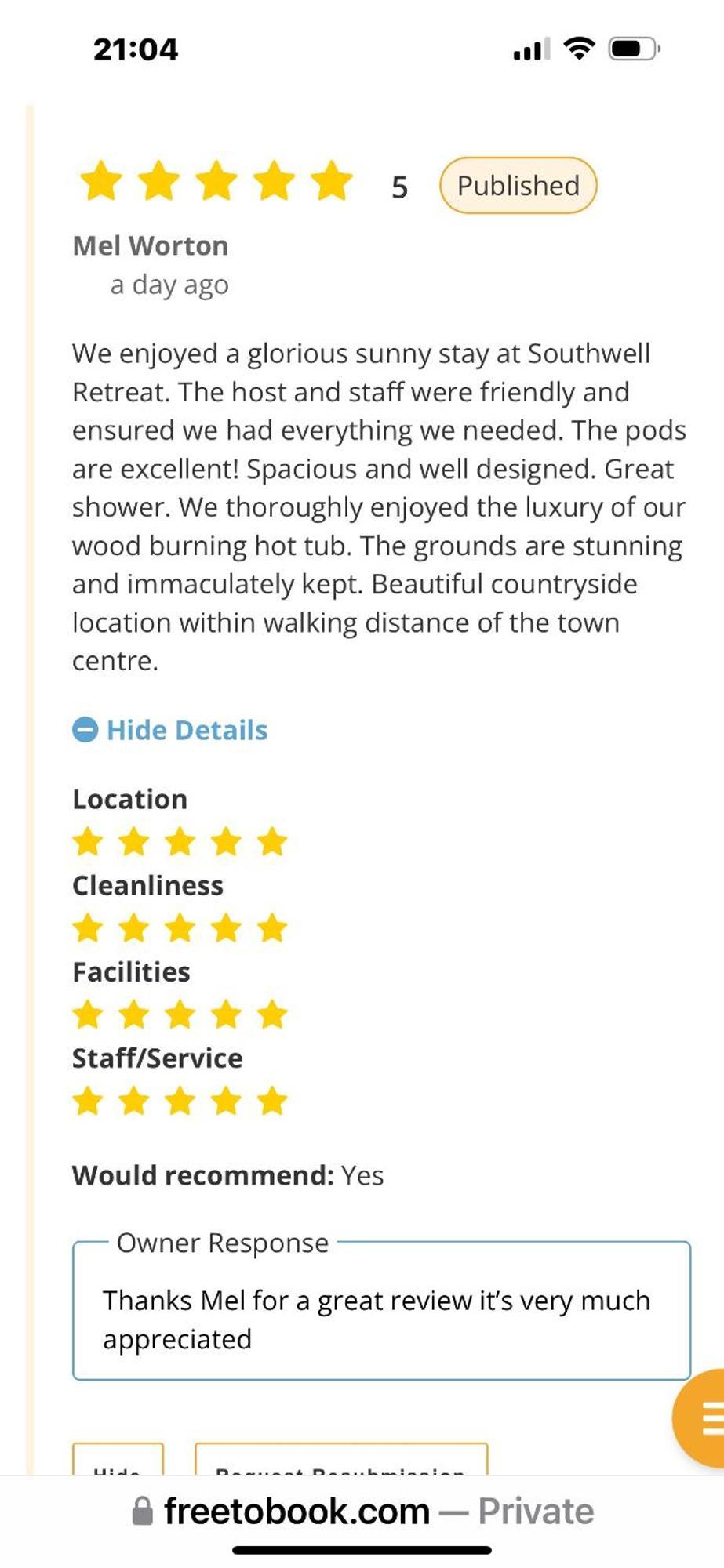 Southwell Retreat Glamping Pods酒店 外观 照片